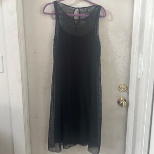 Eileen Fisher Classic Mesh Midi Tank Slip Dress Black size L